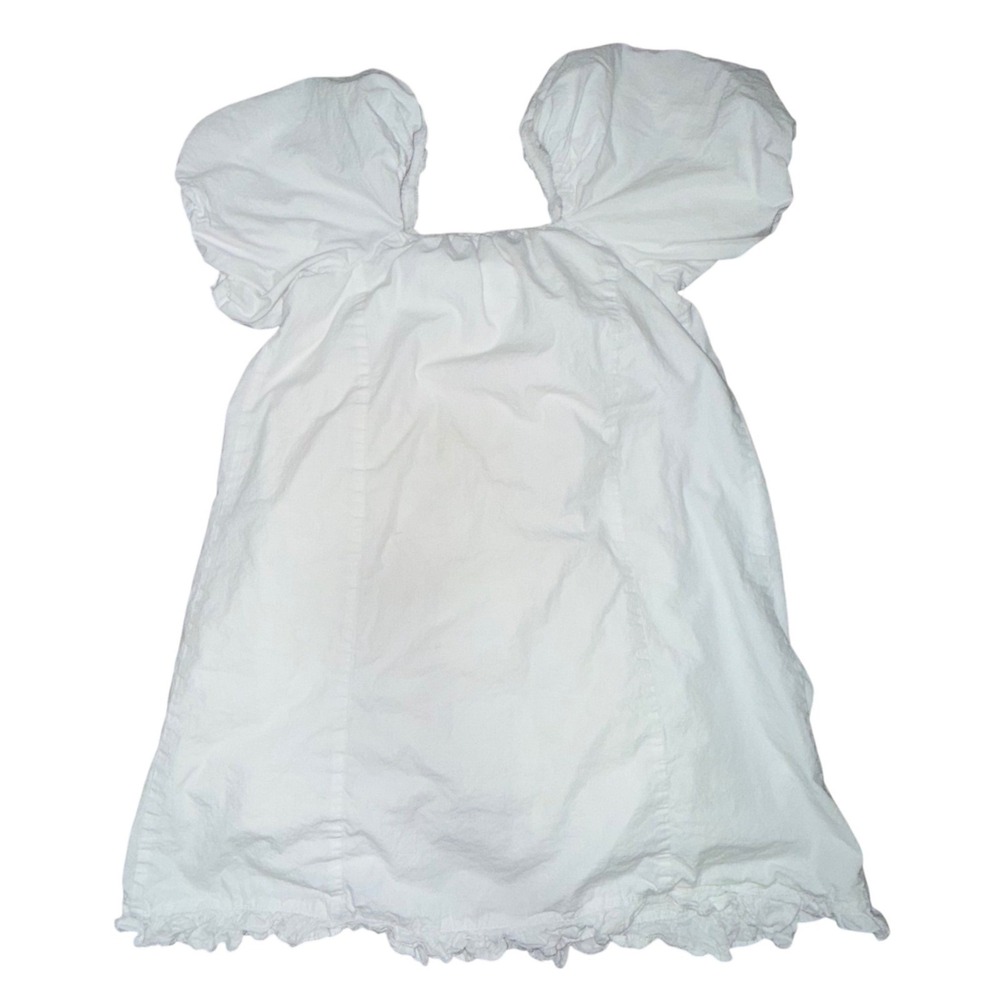 Girls 100% Cotton White Puff Sleeve Button Ruffle Dress S13/14 Coquette Boho - Picture 4 of 9